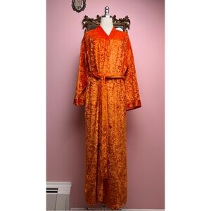 Vintage 1997 Victoria’s Secret Burnt Orange Crushed Velvet Maxi Robe Large